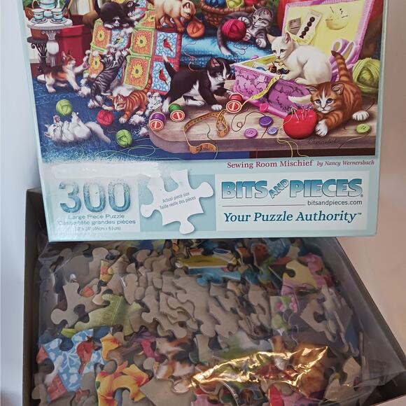 Bits and Pieces "Sewing Room Mischief" 300 Piece Cat Puzzle - Picture 2 of 2
